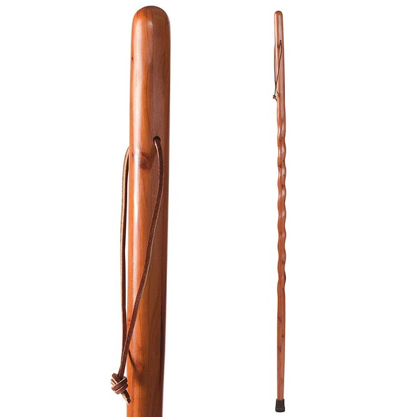Brazos Twisted Aromatic Cedar Walking Stick for Men and Women, Handcrafted Hiking Stick, Hiking Staff, Walking Sticks for Balance, Lightweight and Veristile Walking Staff, Made in the USA, 55 Inches