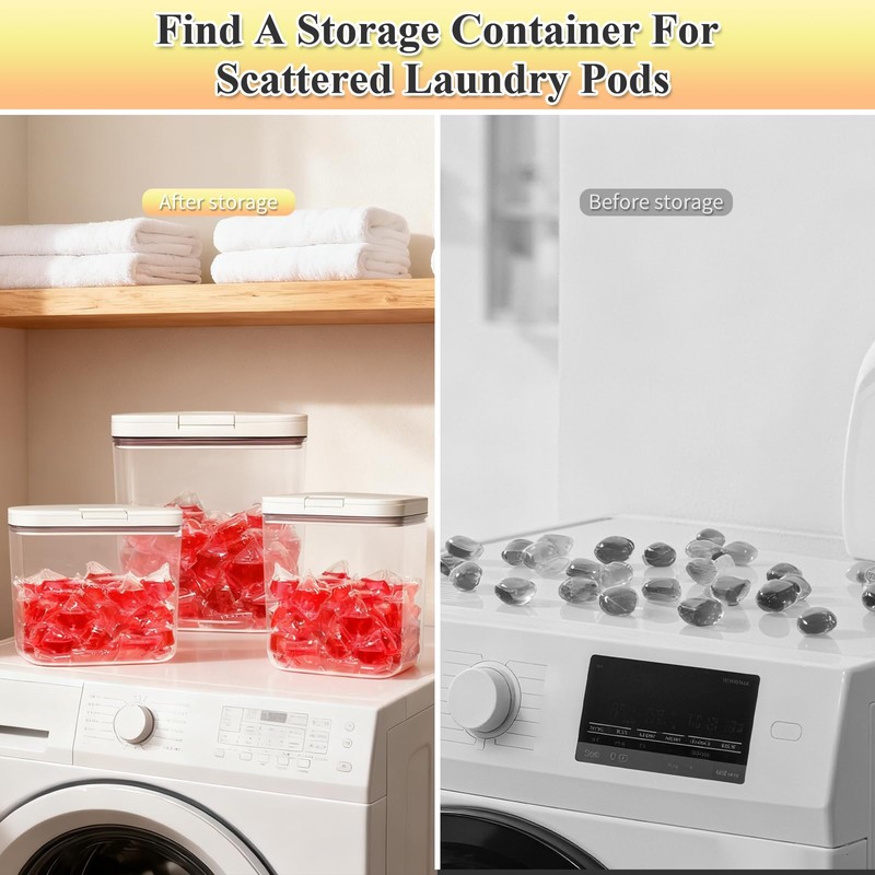 3 Pack Laundry & Dishwasher Pod Container Set,67oz 94oz 186oz