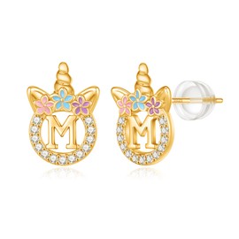 Gifts for Girls Teen Girls, Unicorn Earrings for Girls Initial M Unicorn Earrings Gifts for 6 7 8 9 10 12 Year Old Girls Birthday Gifts Ages 8-10 Unicorn Toys for Girls Teen Girl Gifts Trendy Stuff