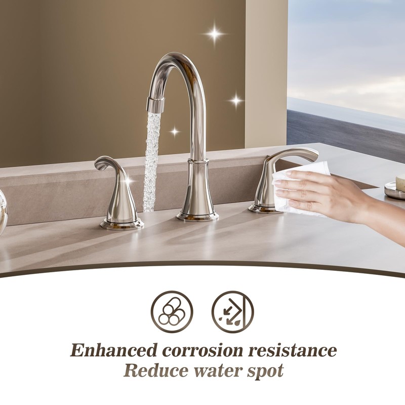 Phiestina 8 Inch Widespread Chrome Bathroom Sink Faucet, 2 Handle