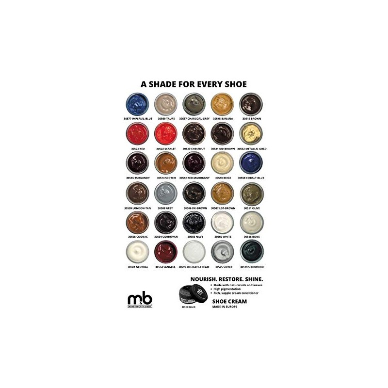 M&B Shoe Cream, Shoe Polish for Leather Shoes, Leather Conditioner