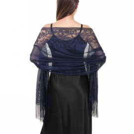 Lamca Ladies Lace Shawls and Wraps - Floral Lace Scarf Wedding Evening Pashmina Scarf for Women UK