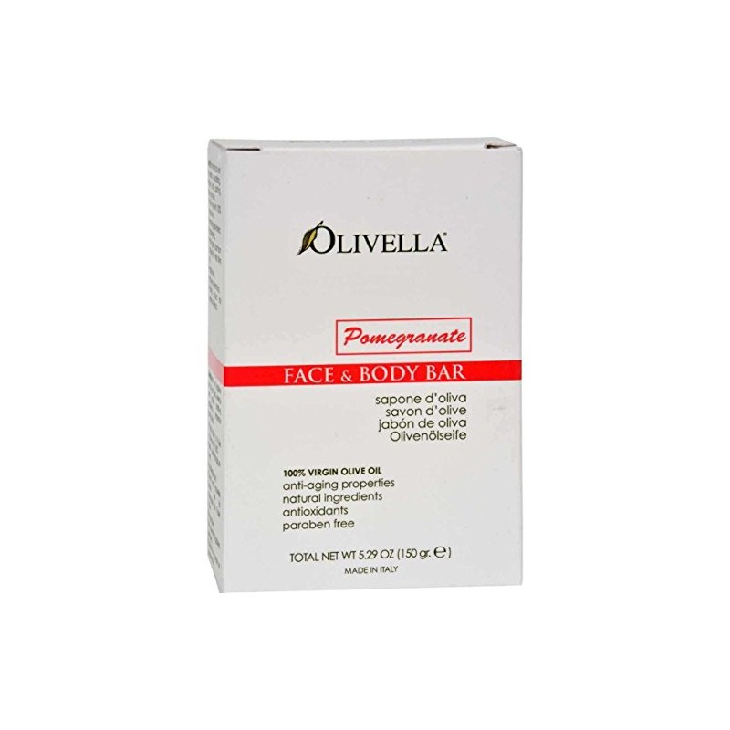 Olivella Face and Body Bar Soap, Pomegranate, 5.29 Ounce