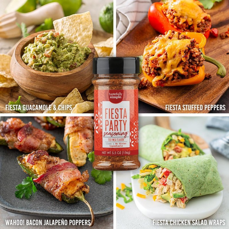 Tastefully Simple Fiesta Party Mexican Seasoning for Tacos, Fajitas, Enchiladas,