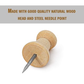 KAV - 100 Pieces Wood Push Pins Wooden Thumb Tacks with Organising Container for Home Office Craft Projects, Natural Color