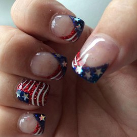 Independence Day Press on Nails Short Square Shaped Artificial Extra Short Length Fake Nails with Patriotic Designs Acrylic Square False Nails with July 4th Glue ons Fingernails for Women(DZ2501)