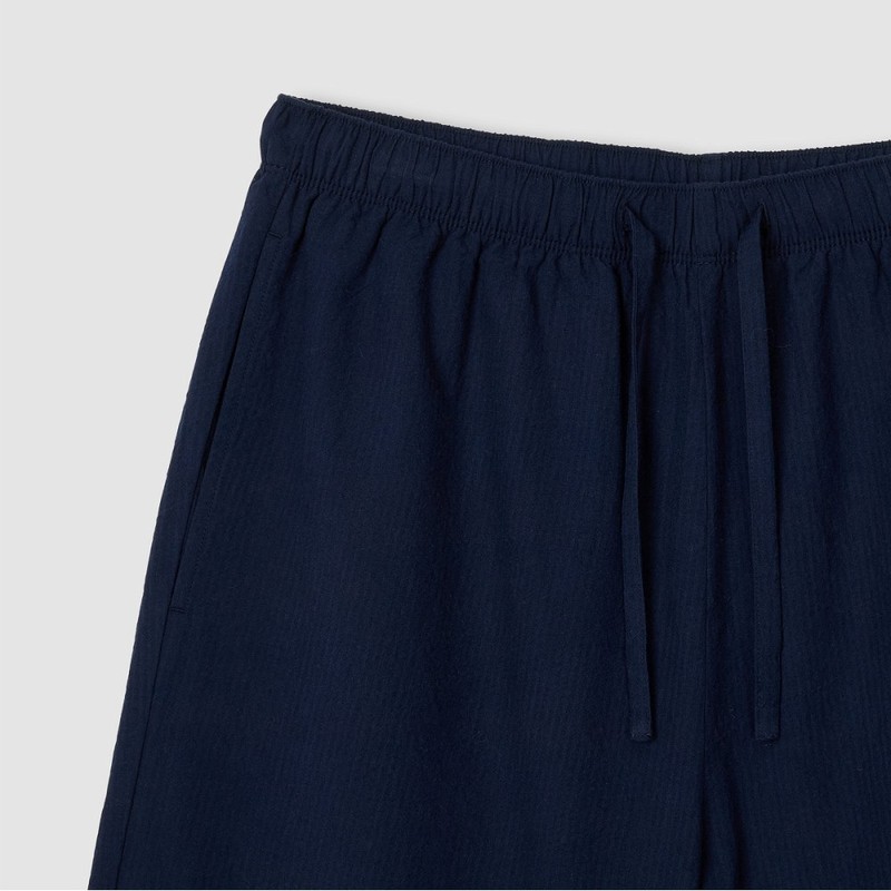 JAJU [JAJU] Men's Seersucker V-neck 5/10 sleeve Pajama Set_Navy