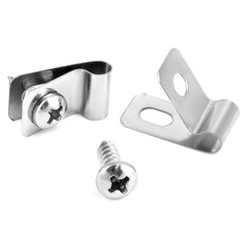 QWORK® Set of 100 Fencing Wire Clamps Made of Rustproof 304 Stainless Steel - Fence Tension Wire Mounting Clips Fence Attachment with Screws