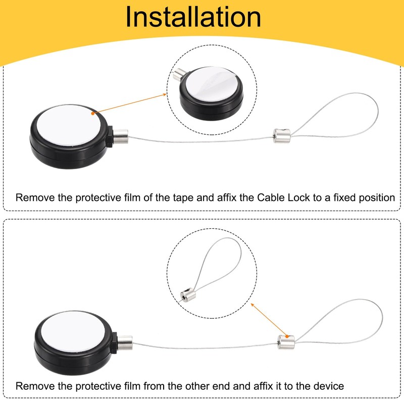 sourcing map 1.8 ft Retractable Cable Lock with Latch Remote