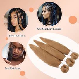 Benehair Pre Stretched Braiding Hair 20 Inch EZ Braiding Hair Extensions Synthetic Hair Extensions for Braiding Soft Yaki Texture Crochet Braiding Hair Extension (27#, 75g)