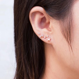 Philip Jones Rose Gold Plated Star Climber Earrings Created with Zircondia® Crystals