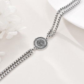 YFN Saint Anthony Bracelet Sterling Silver Religious Protector Bracelet St Anthony Jewelry Gifts for Women Men