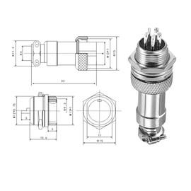 Aiqeer 5 Pcs 5-Pin GX12 Aviation Connector, 12 mm Thread Panel Metal Aviation Cable Connector, 5A Male Female Aviation Connector Plug Socket Kit, with Rubber Cap and Phillips Screwdriver
