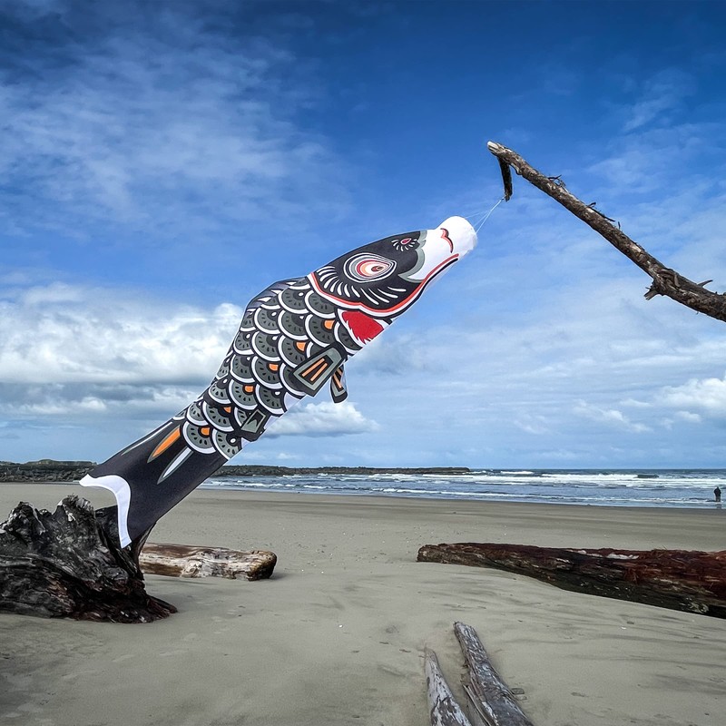 In the Breeze Koi Fish Windsock, 60-Inch, Black