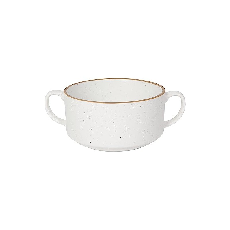 Now Designs Stoneware Soup Bowl with handles, White DIA5 x