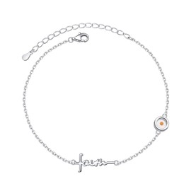 DAOCHONG Mustard Seed Faith Cross Bracelet S925 Sterling Silver Faith Matthew 17:20 Bracelet Christian Jewelry Religious Gifts for Women Inspirational, 7" + 2"