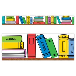 CTP Core Decor Doodle Bookshelf EZ Border, Bulletin Board Border Top Classroom Decorating Accents (Creative Teaching Press 10934)