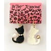 Betsey Johnson Black Rhinestone Pearl Kitty Cat Dangle Earrings NWT