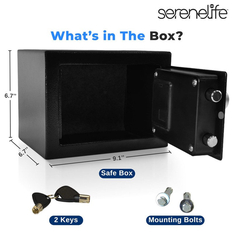 SereneLife Premium Steel Digital Safe Box - 9.1" x 6.7"