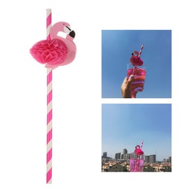Jzhen 50 Stück Flamingo Papier Trinkhalme,Strohhalmen Dekorationen für Cocktail Hochzeit Geburtstag Party