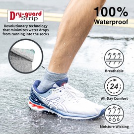DRYMILE Active Waterproof Socks, Breathable Cushioned Running, Hiking, Winter Waterproof Socks for Men & Women - Ankle (Medium, Grey/Red)