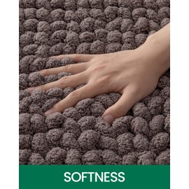 LUMI Luxury Bathroom Rug, Ultra Soft Quick Dry Bath Mat, Non-Slip Absorbent Thick Chenille Bath Rug, Cozy Braid Design Floor Mat for Bathtub, Sink, Laundry, Bedroom, Brown, 17"x30"