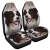 Howilath 3D Border Collie Print Car Front Seat Covers Set
