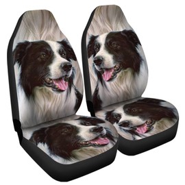 Howilath 3D Border Collie Print Car Front Seat Covers Set of 2, Non Slip Auto Seat Covers Accessories Strength Seats Cushion Universal Fit All Vehicle Cars