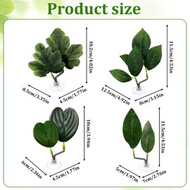 KALIONE 4 Pcs Fish Leaf Pad - 4 Styles Betta Leaf Hammocks with Suction Cup, Fish Tank Accessories Aquarium Décor for Simulating Natural Habitats