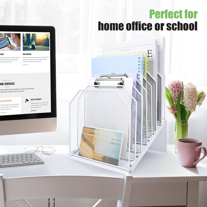 SUMMORO Inclined File Organizer for Desk, 7-Tier Vertical File Folder
