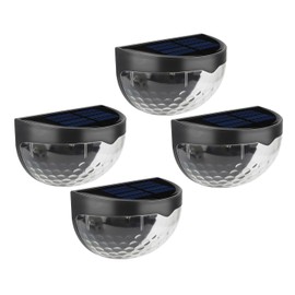 Outdoor Solar Step Lights for Stairs, Solar Fence Lights Waterproof LED Lighting, Yard Patio Pathway Pool Courtyard (Warm White Black, 4 Pack)