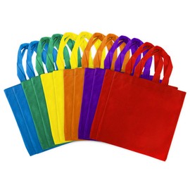 Assorted Colorful Solid Blank Fabric Tote Party Gift Bags Rainbow Colors with Handles for Birthday Favors, Snacks, Decoration, Arts & Crafts, Event Supplies (12 Bags) by Super Z Outlet (12" Inches)