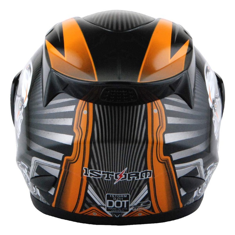 1Storm Motorcycle Bike Full FACE Helmet Mechanic Skull - Tinted