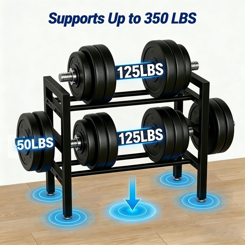 2-Tier Dumbbell Rack Small Weight Rack For Home Gym 350LB