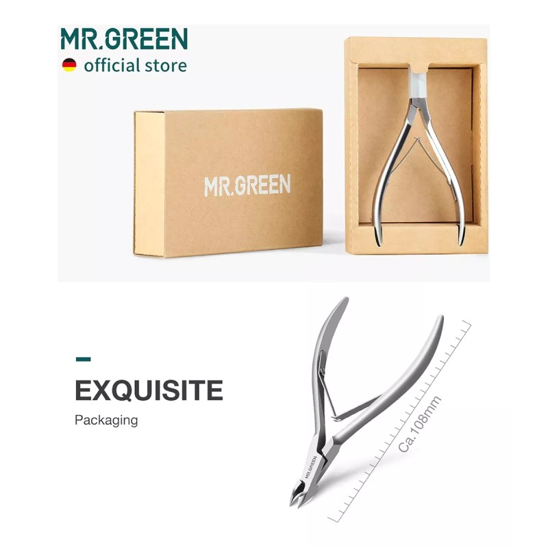 Mr.Green Alicate Para Cuticulas Mr.green, Acero Inox., Con Empujador