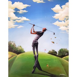 Priceless: African American Golfer by Frank Morrison (16x12 inches, Black Frame)