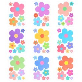 63Pcs Cute Flower Wall Stickers Colorful Flower Decals for Walls Floral Wall Decor Vinyl Peel and Stick Y2k Preppy Hippie Stickers for Teen Girls Boy Kids Nursery Bedroom Kindergarten
