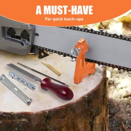 karvayna 14 Pack Chainsaw File Kit, Chainsaw Sharpener with Stump Vise Include 5/32", 3/16", 7/32", 1/8", 11/64", 13/64" Round Files, File Guide - Complete Chain Sharpening Tool Set