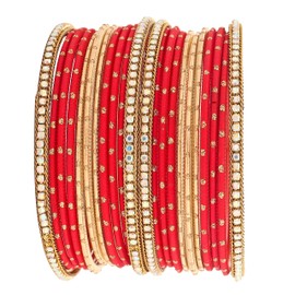 RIANGI Bangles Bracelets For Women Fancy Bangles For Women Bangle Bracelets For Women 80s Party Favors Alloy Metal Indian Bridal Jewelry Set For Wedding, Circ 7.8 in-Indian Size 2.8-Dia 2.5 in, Metal, no gemstone