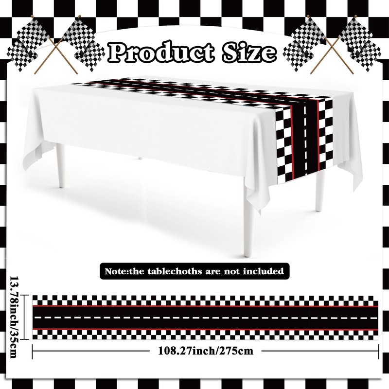 6 Pcs Plastic Racing Car Table Runners 14" x 108"