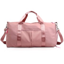 NICOLE & DORIS Waterproof Duffel Bag for Women Travel Bag Unisex Weekend Bag Sport Carry on Bag Dry Wet Separated Gym Bag with Shoe Compartment Pink