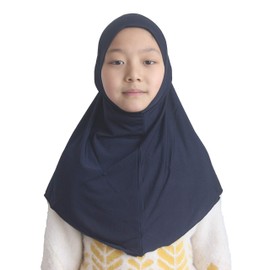 Modest Beauty Girls Hijab Muslim Kids Scarf Headwear Solid Color for 7-12 Years Ready to Wear