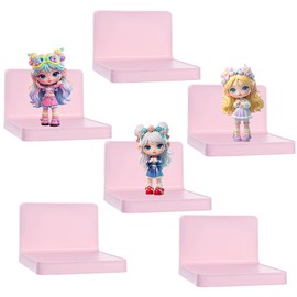 Small Floating Shelves, 4 Inches Plastic Small Wall Shelf Set of 6, Mini Shelves Hanging Display for Bedroom, Living Room, Kitchen, Bathroom Decor(Pink)