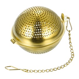 sourcing map 1 Pcs Tea Infuser Filter, Loose Tea Steeper, Stainless Steel Tea Strainer, Tea Ball with Chain for Brew Loose Leaf Tea, Titanium