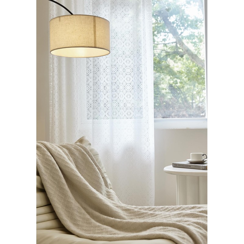 Sarah Haus Lace Curtain Panel (Single), Hebron Pattern Drapes, Rod