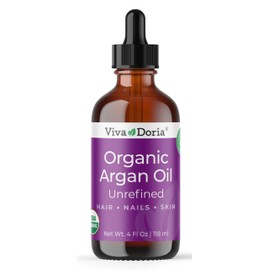 Viva Doria Organic Argan Oil, 4 Fl Oz, Pure Cold Pressed Natural Beauty Oil for Face, Hair, Body, Unscented