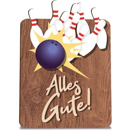 Kegeln Geschenk Bowling Holzkarte - Geburtstagskarte mit Umschlag - Kegeln, Bowling & Kegeln, Bowling Mitgebsel, Bowlingkugel
