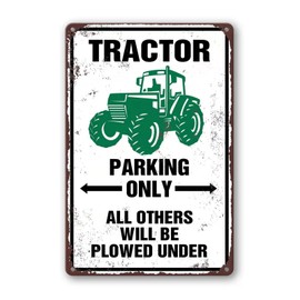 Tractor Tin Signs Antique Tractor Wall Decor Outdoor Tractor Crossing Signs Metal Tractor Parking Only All Others Will Be Plowed Under Sign Tractor Crossing Road Sign Green Tractor Gifts For Men