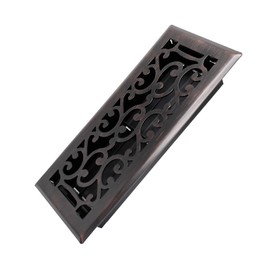 Howeall 4x10 Inches Heavy Duty Walkable Floor Register - Easy Adjust Air Supply Lever Decorative Floor Vent Covers - Savannah Design Vent Covers for Home - Oil Rubbed Bronze