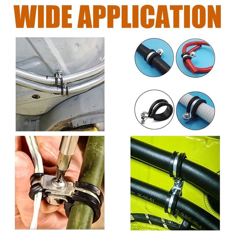 52pcs P Clips Hose Clamp Cable Clamps Assortment Kit,6 Sizes
